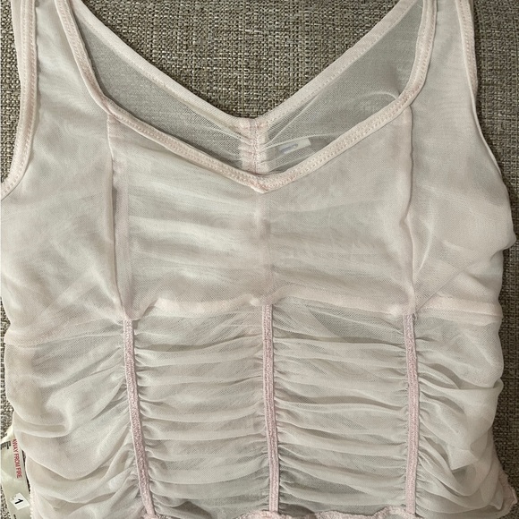 FREE People Intimately All I Think About Brami Ruched Sheer Light Pink SZ S NWT - Picture 8 of 9